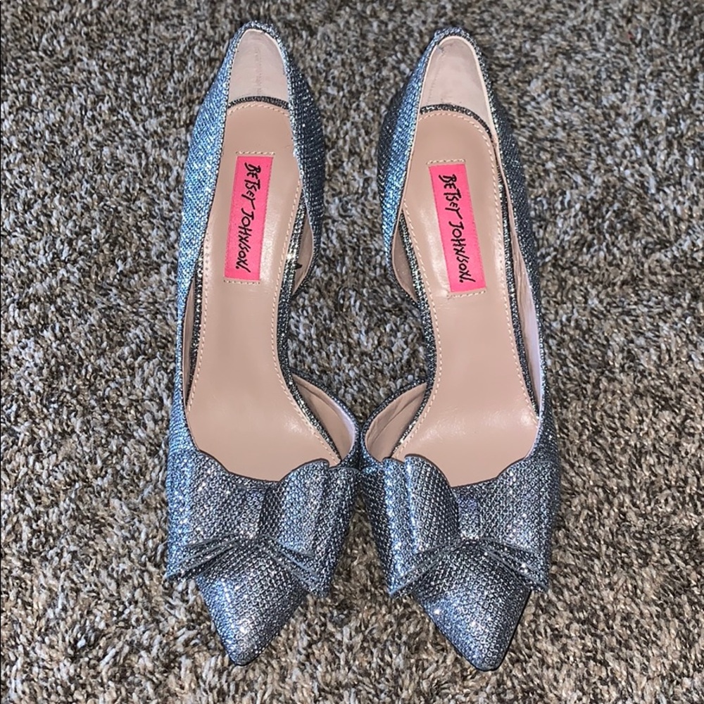 Betsey Johnson Silver Heels with Bow